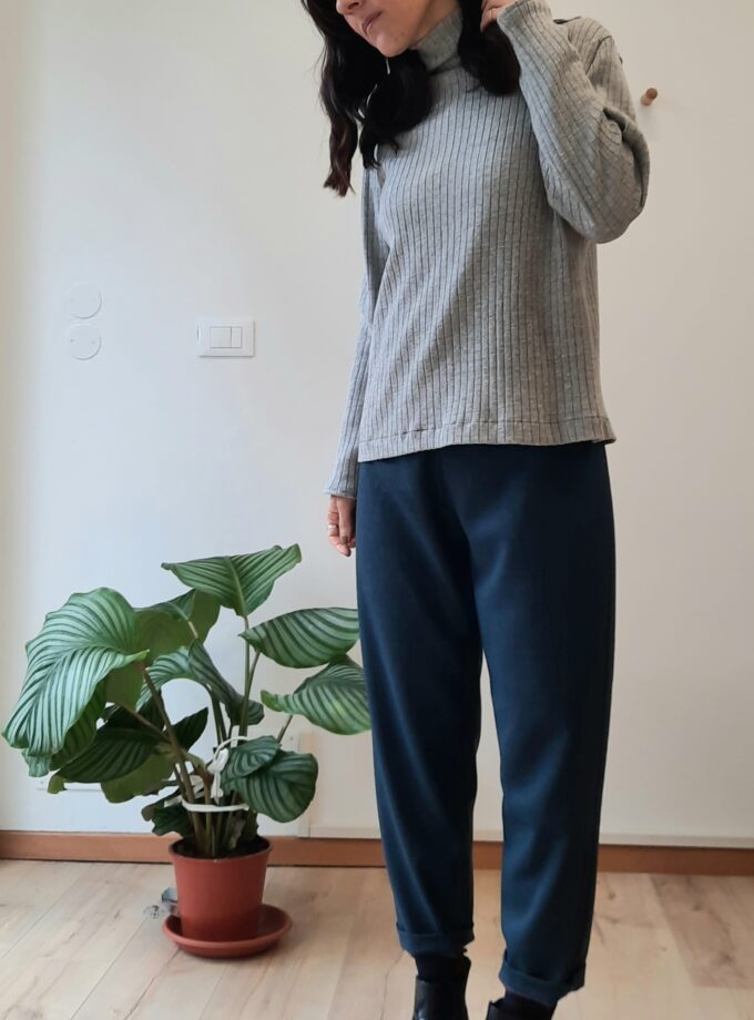 Violette - Lupetto grigio in lana/cotone