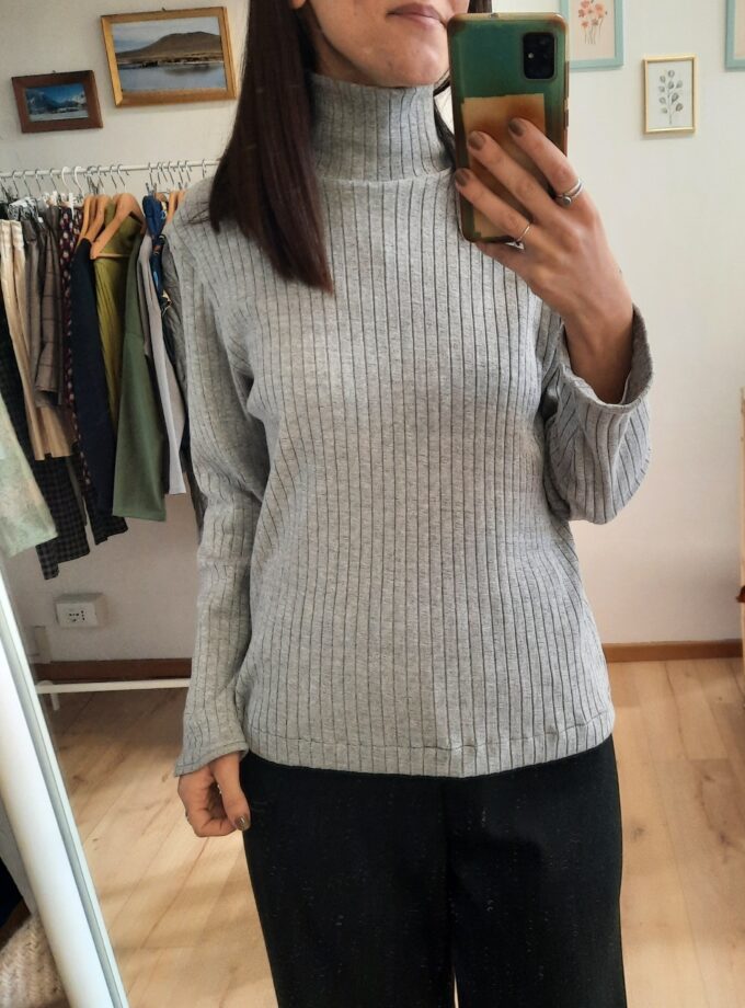 Violette - Lupetto grigio in lana/cotone